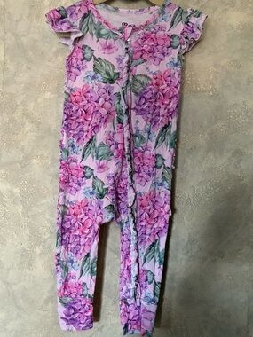 Girls Floral Lavender Bamboo Romper